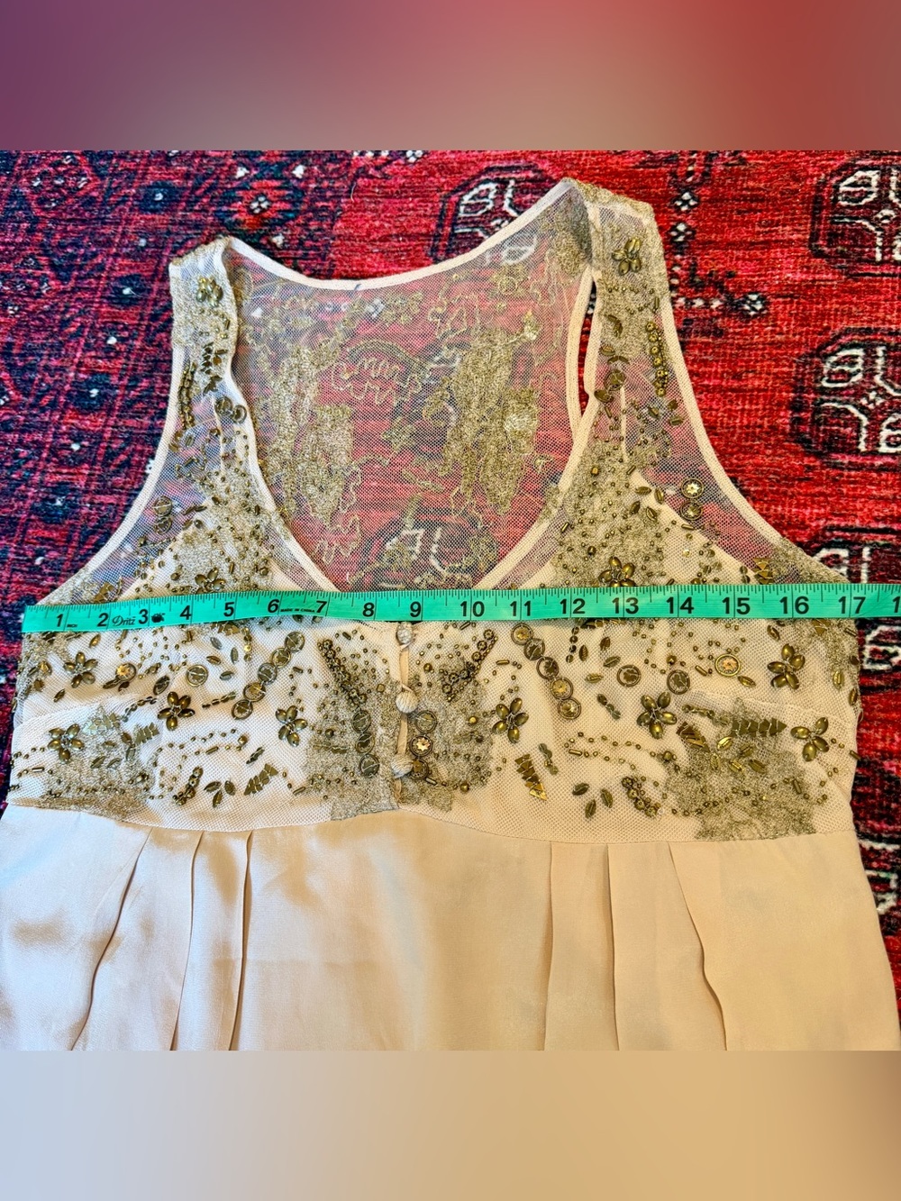 Anthropologie Lil Flickering Silk Beaded Babydoll Style Dress - Large - Picture 12 of 12